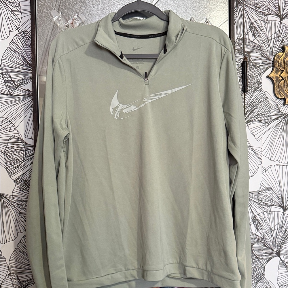 Nike Women's Sage Green Quarter-Zip Pullover with Swoosh